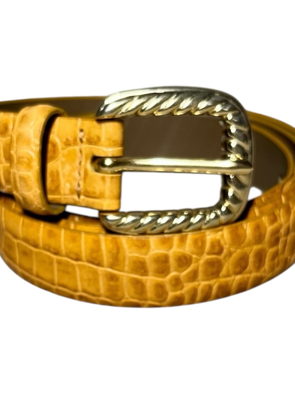 Vintage Liz Claiborne Women’s Crocodile Embossed Leather Belt – Size XL